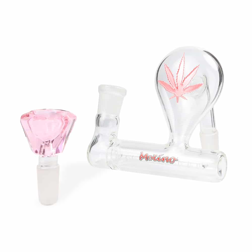 Pink Panther Glass Bong with Pink Pre-Cooler Set